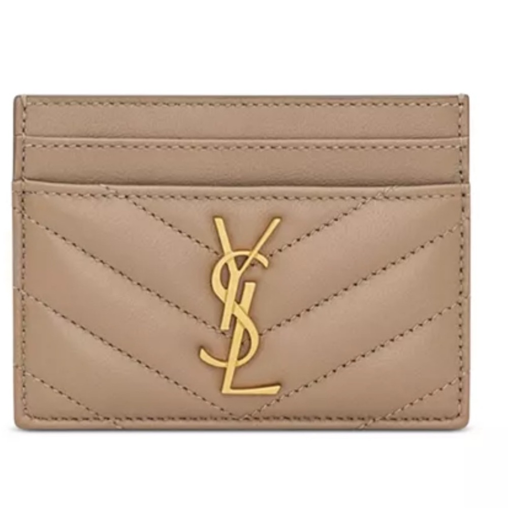 Saint Laurent Cassandre Matelassé Card Case in Lambskin